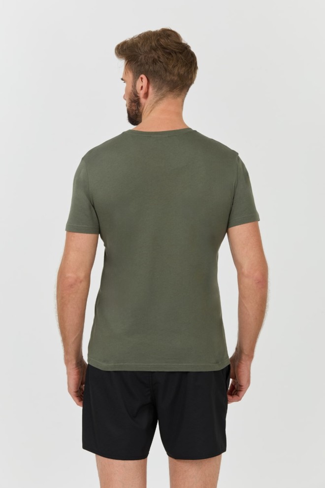 EMPORIO ARMANI Verde bărbați logo brodé tricou