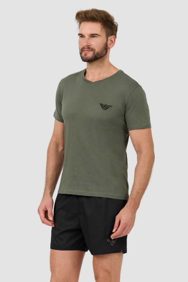 EMPORIO ARMANI Verde bărbați logo brodé tricou
