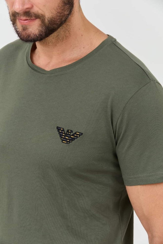 EMPORIO ARMANI green brodé logo t-shirt