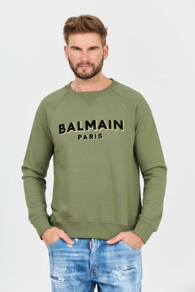 BALMAIN Hanorac verde pentru bărbați Flock&foil