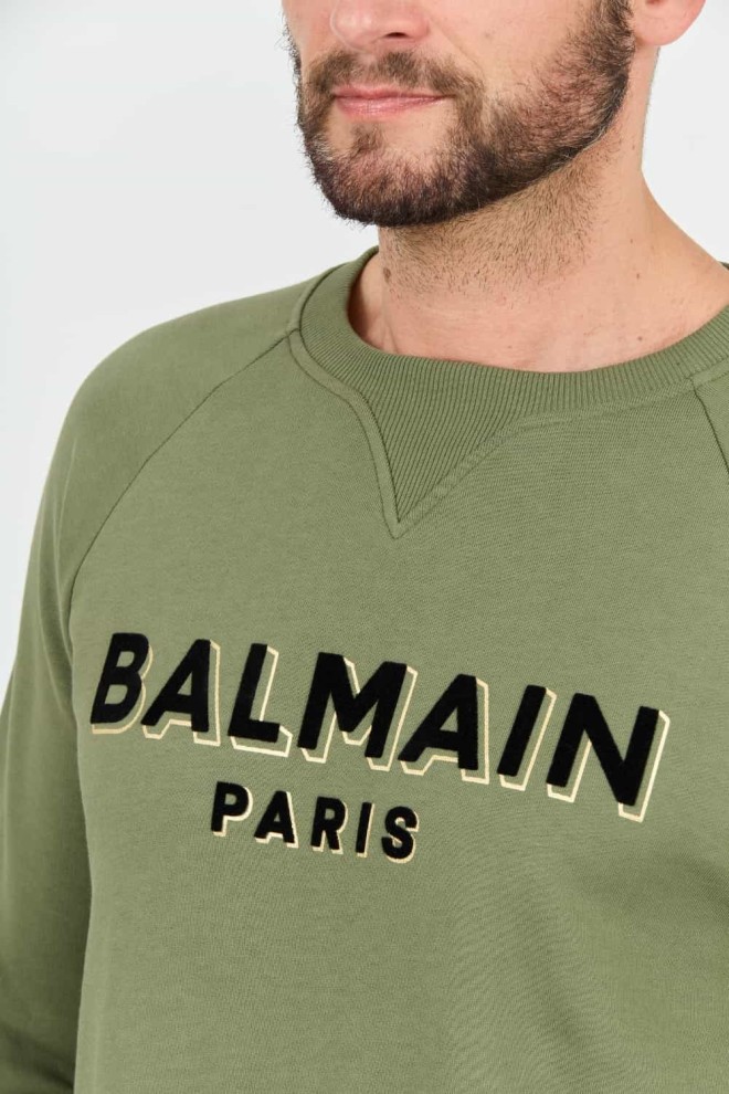 BALMAIN Hanorac verde pentru bărbați Flock&foil