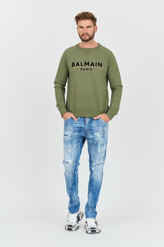 BALMAIN Hanorac verde pentru bărbați Flock&foil