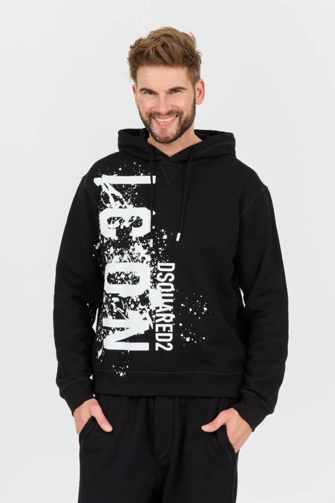 DSQUARED2 Black Icon Splash Cool Fit Hoodie