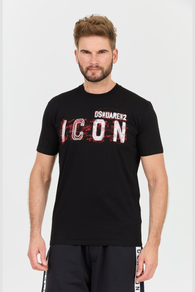 DSQUARED2 Black Bărbat Icon Scribble Cool Fit Tee