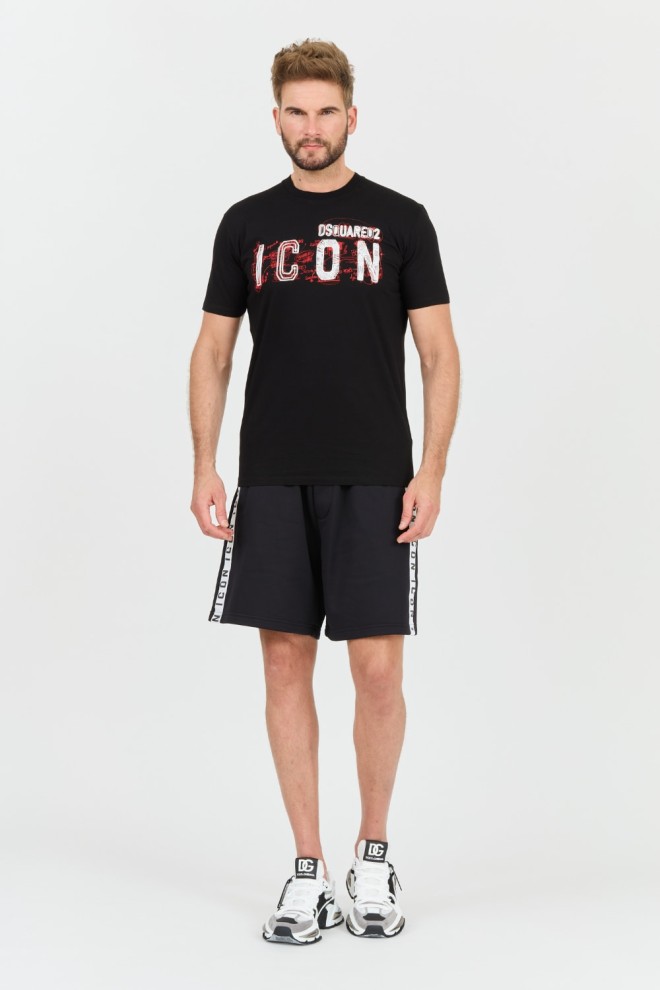 DSQUARED2 Black Bărbat Icon Scribble Cool Fit Tee