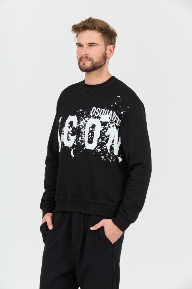 DSQUARED2 Tricou cu guler cret Icon Splash Cool Fit negru pentru bărbați
