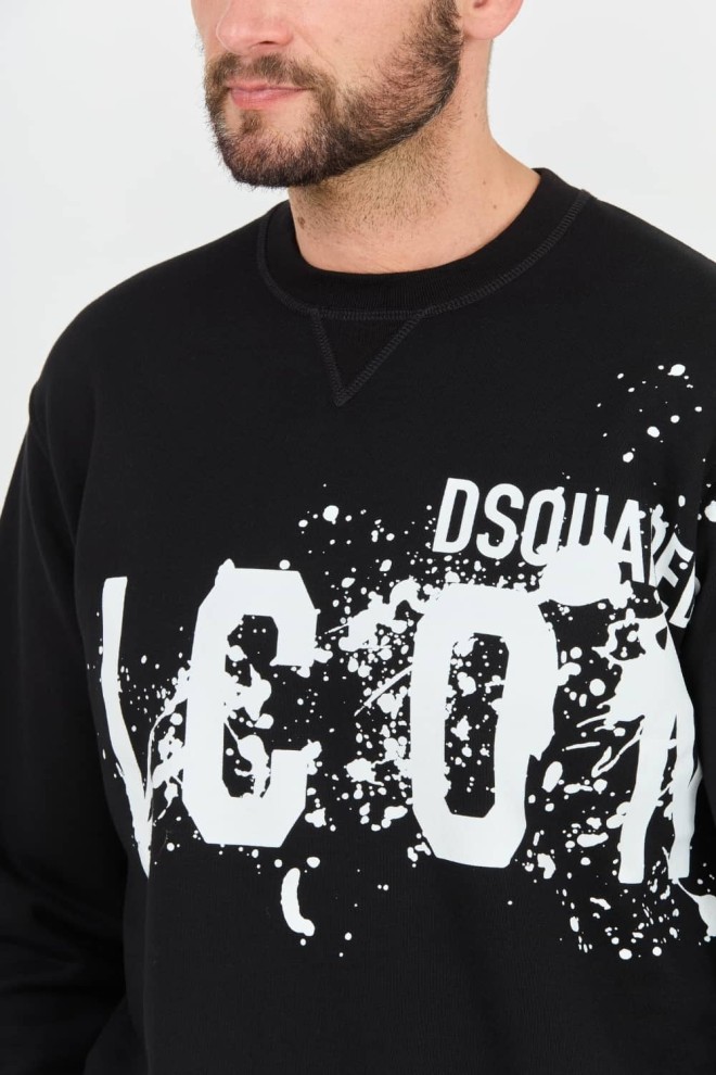 DSQUARED2 Tricou cu guler cret Icon Splash Cool Fit negru pentru bărbați