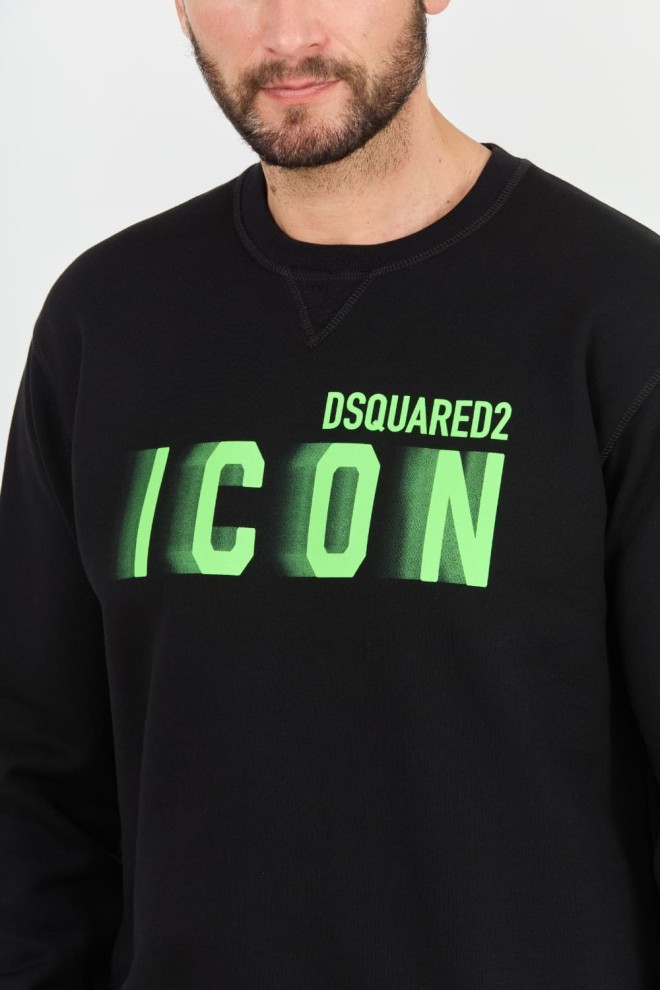 DSQUARED2 Tricou cu guler cret Icon Blur Cool Fit negru pentru bărbați
