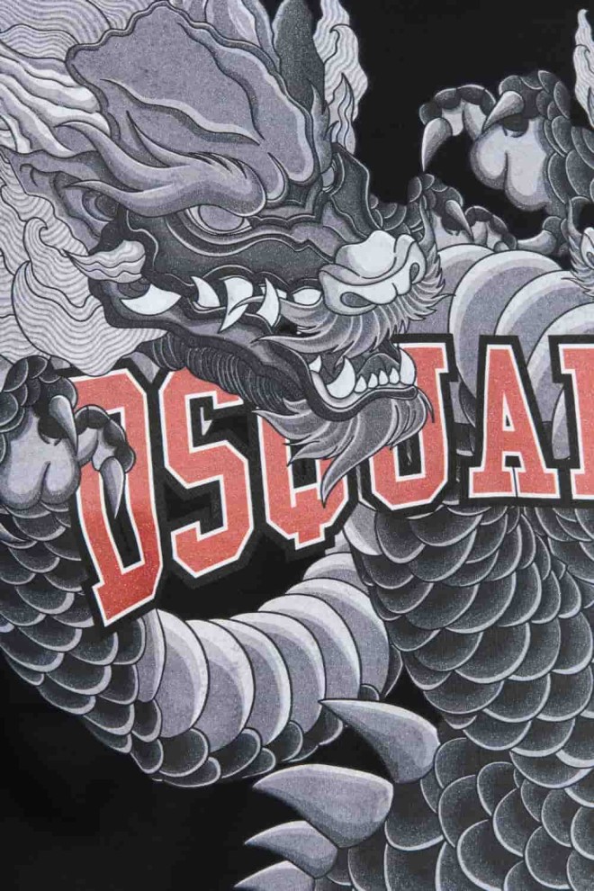 DSQUARED2 Tricou negru pentru bărbați cu croială lejeră