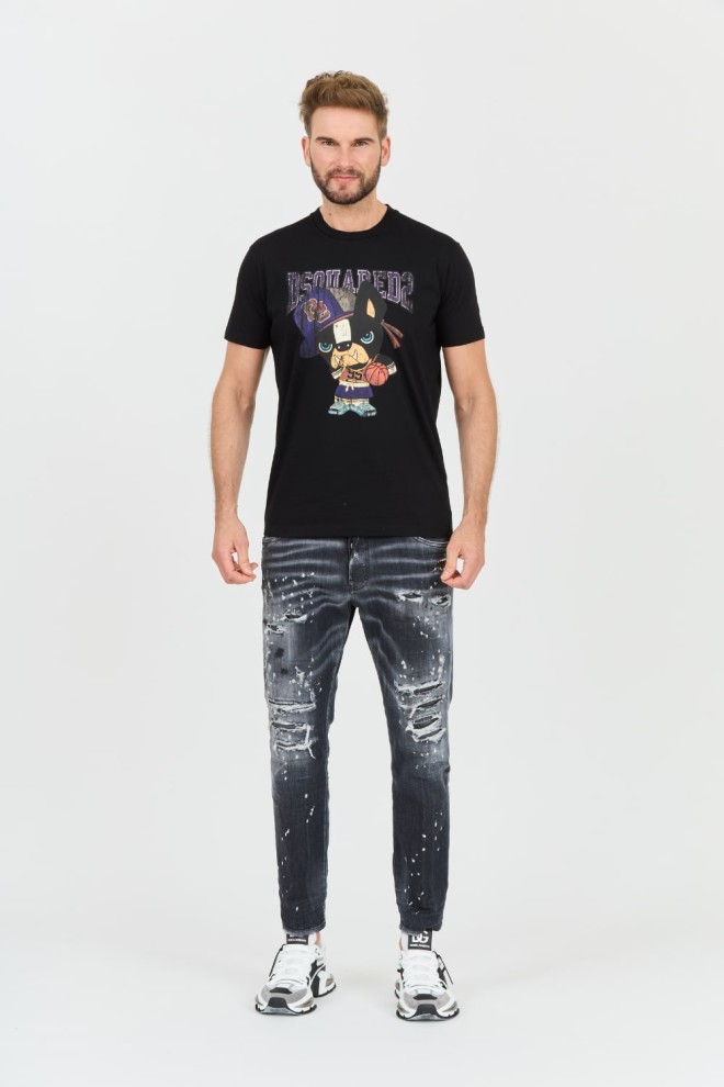 DSQUARED2 Tricou negru Cool Fit pentru bărbați