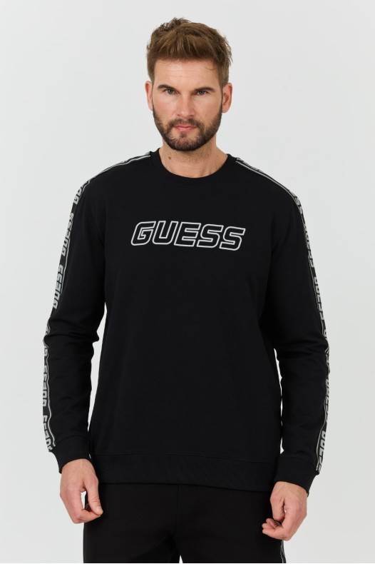 GUESS Tricou negru cu dungi...