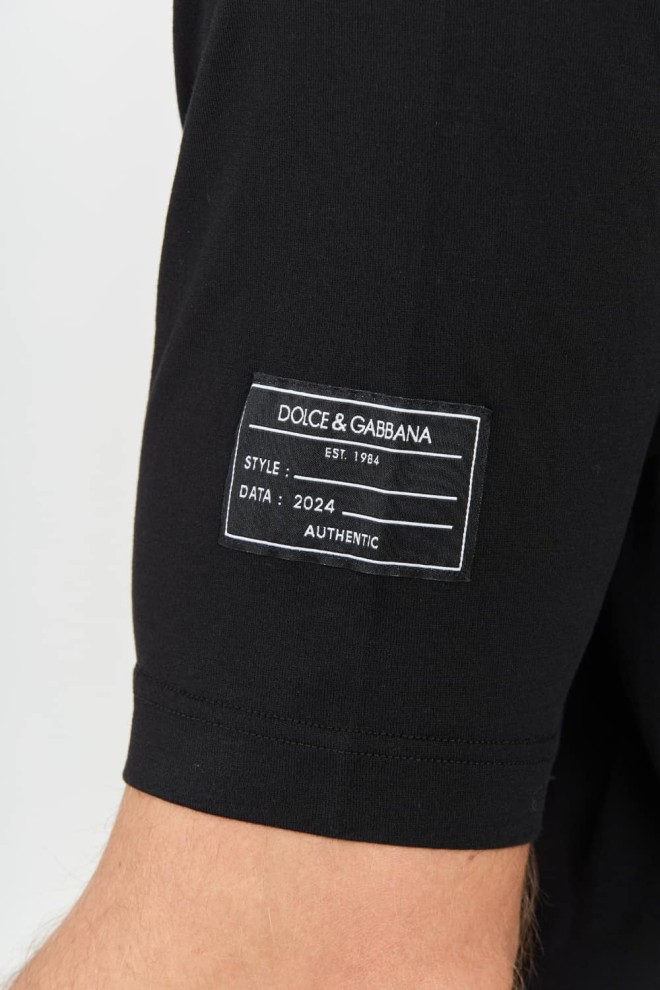 DOLCE & GABBANA Tricou negru din bumbac pentru bărbați