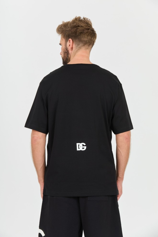 DOLCE & GABBANA Tricou negru pentru bărbați cu logo mare