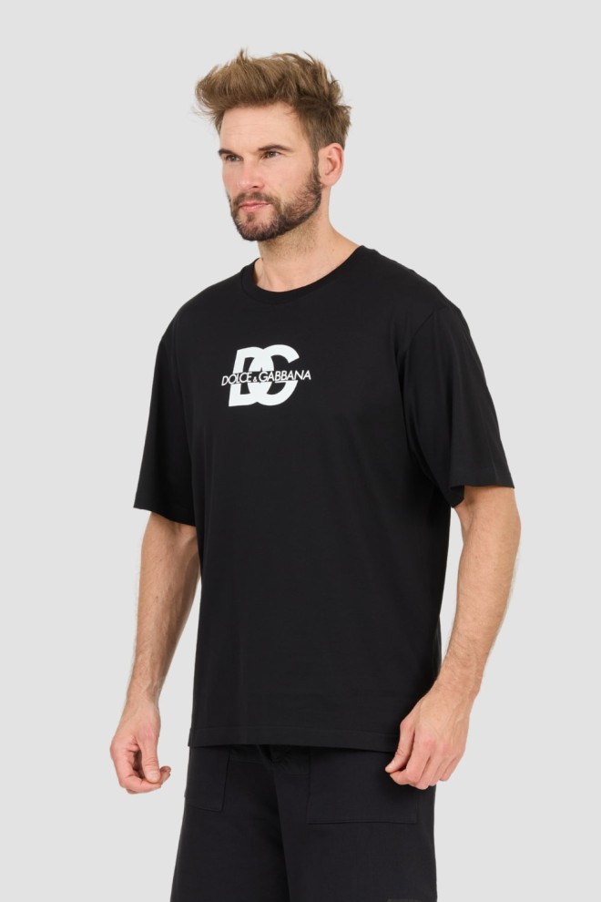DOLCE & GABBANA Tricou negru pentru bărbați cu logo mare
