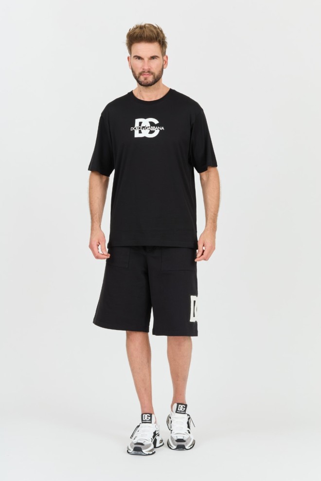 DOLCE & GABBANA Tricou negru pentru bărbați cu logo mare