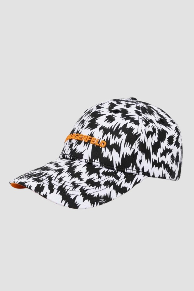 KARL LAGERFELD Black and white baseball cap K/zebra