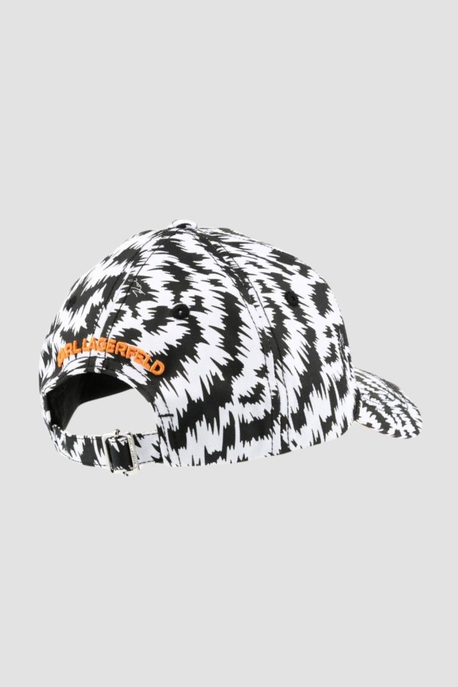 KARL LAGERFELD Black and white baseball cap K/zebra