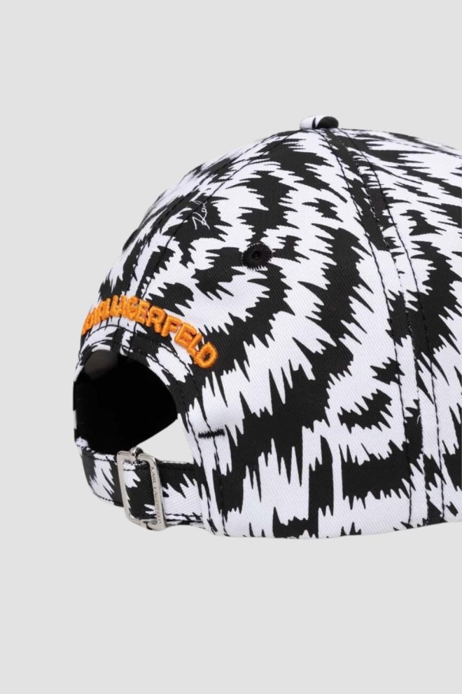 KARL LAGERFELD Black and white baseball cap K/zebra