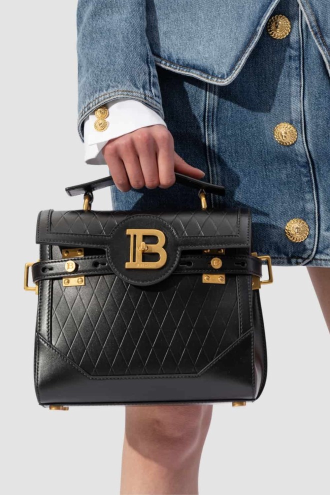 BALMAIN Black B-buzz leather handbag