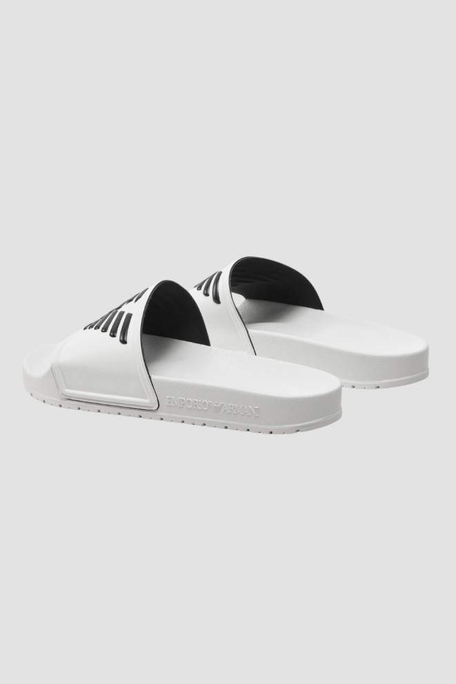 EMPORIO ARMANI White Mules PVC logo flip-flops