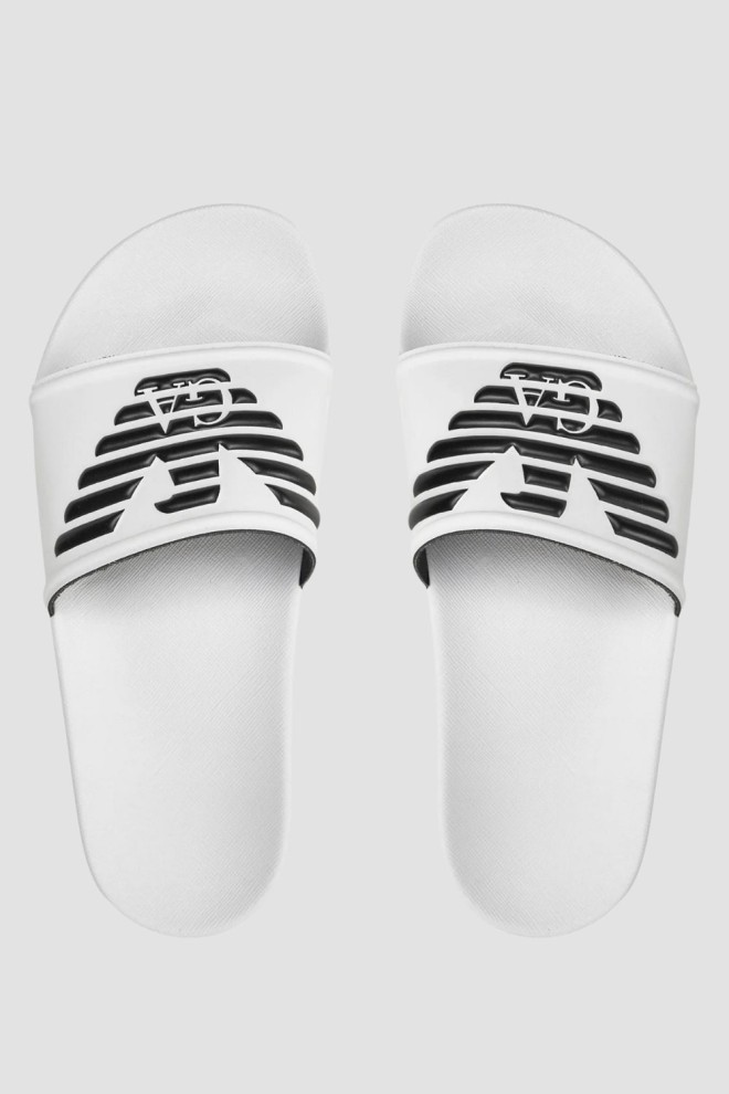 EA7 EMPORIO ARMANI Białe klapki Mules PVC logo