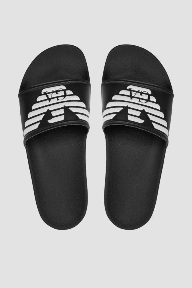 EMPORIO ARMANI negru Mules PVC logo flip-flops
