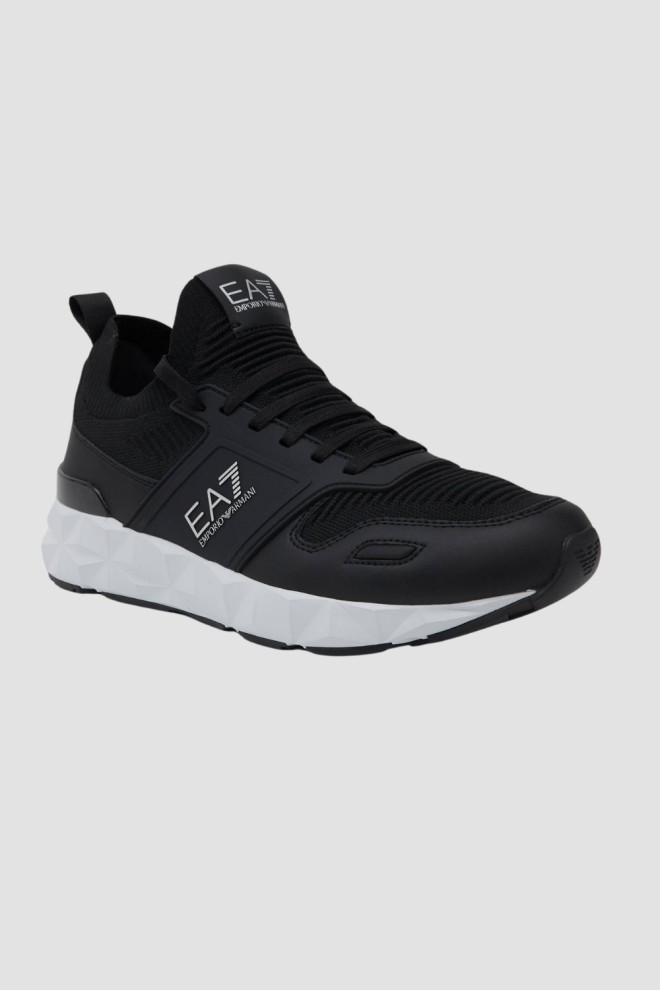 EA7 Black sneakers with white sole