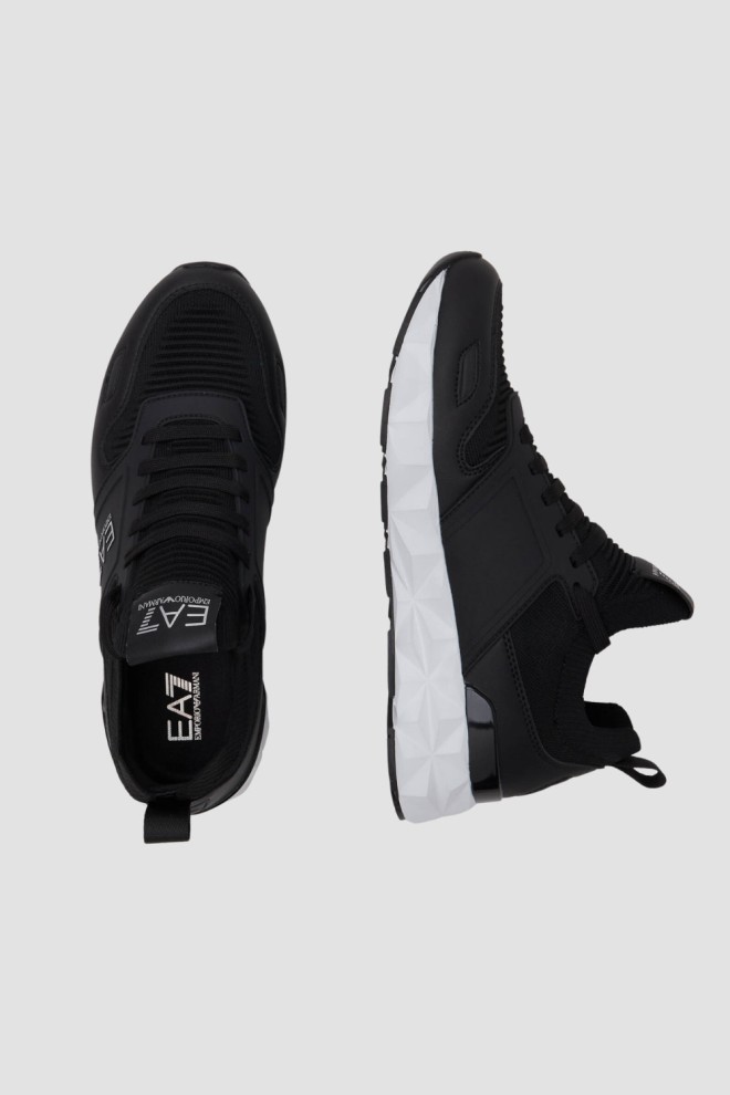 EA7 Black sneakers with white sole