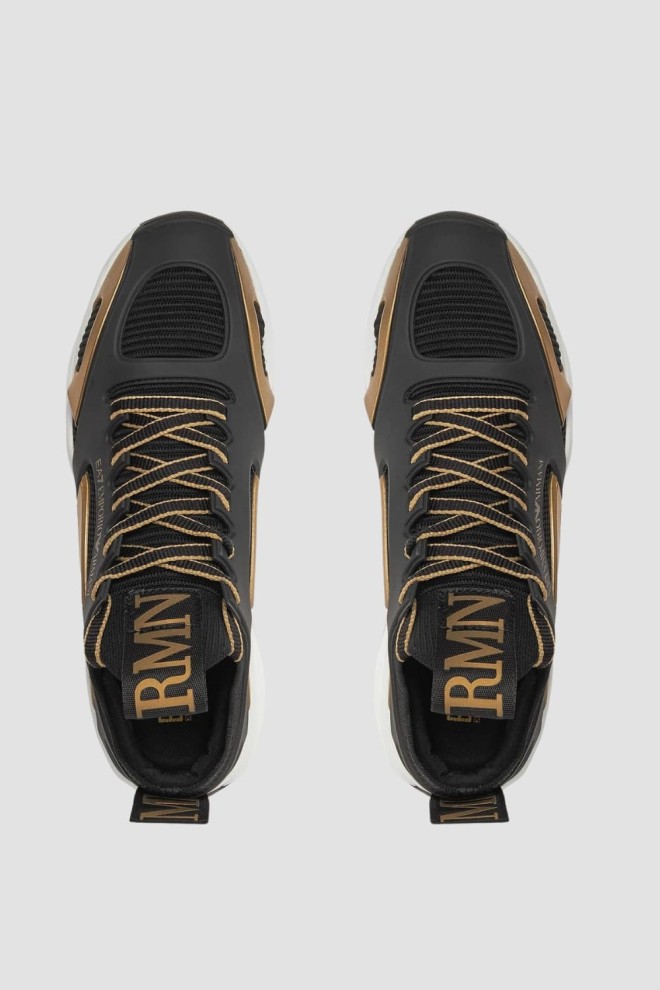 EA7 Black sneakers with gold logo