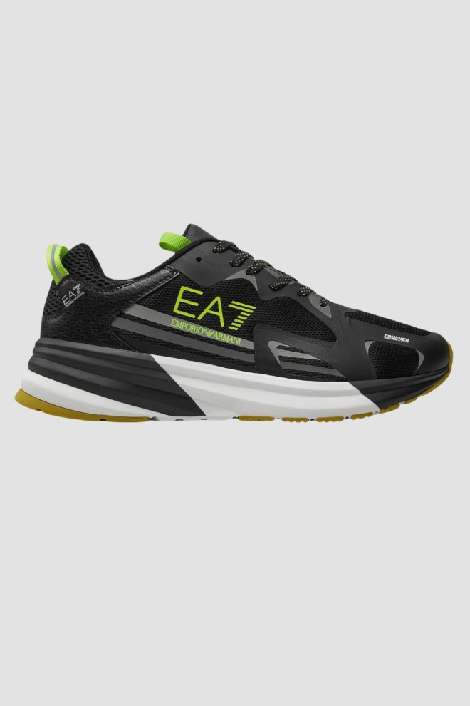 EA7 Adidași negri cu logo verde