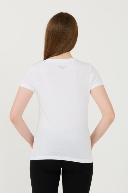 EA7 White t-shirt with zircons