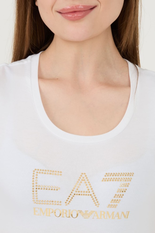 EA7 White t-shirt with zircons