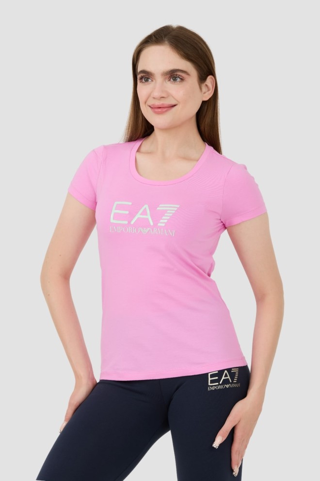 EA7 Różowy t-shirt