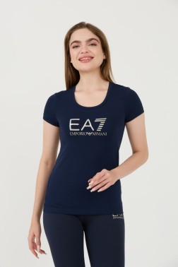 EA7 Granatowy t-shirt ze...