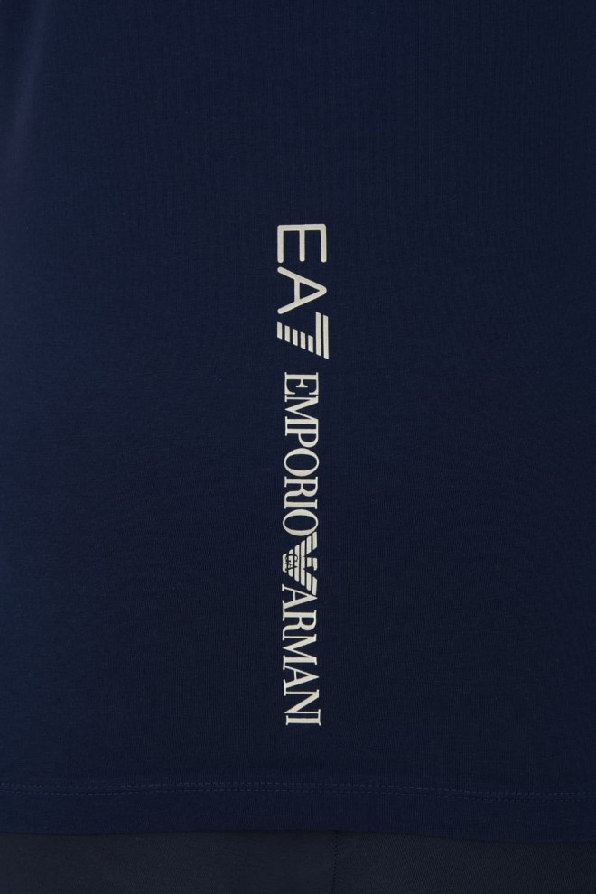 EA7 Tricou albastru marin pentru femei cu logo argintiu