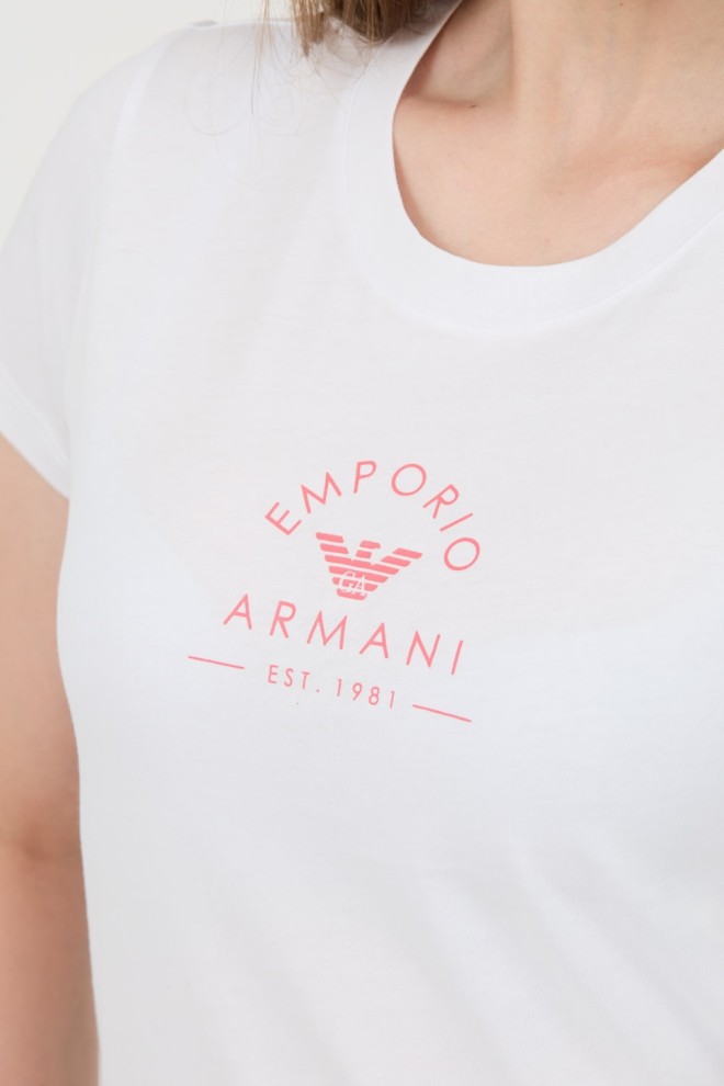 EMPORIO ARMANI Biały t-shirt Uni Logo Printe