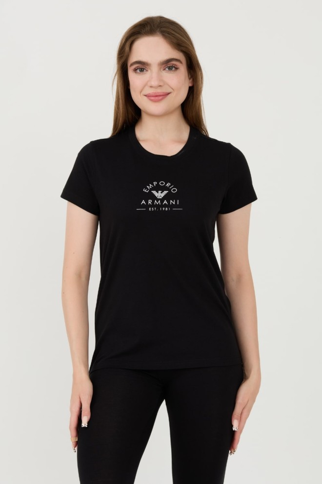 EMPORIO ARMANI Tricou negru pentru femei Uni Logo Printe