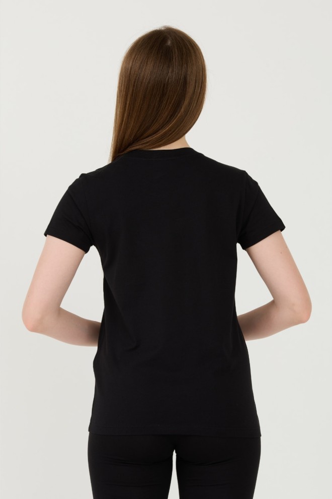 EMPORIO ARMANI Tricou negru pentru femei Uni Logo Printe