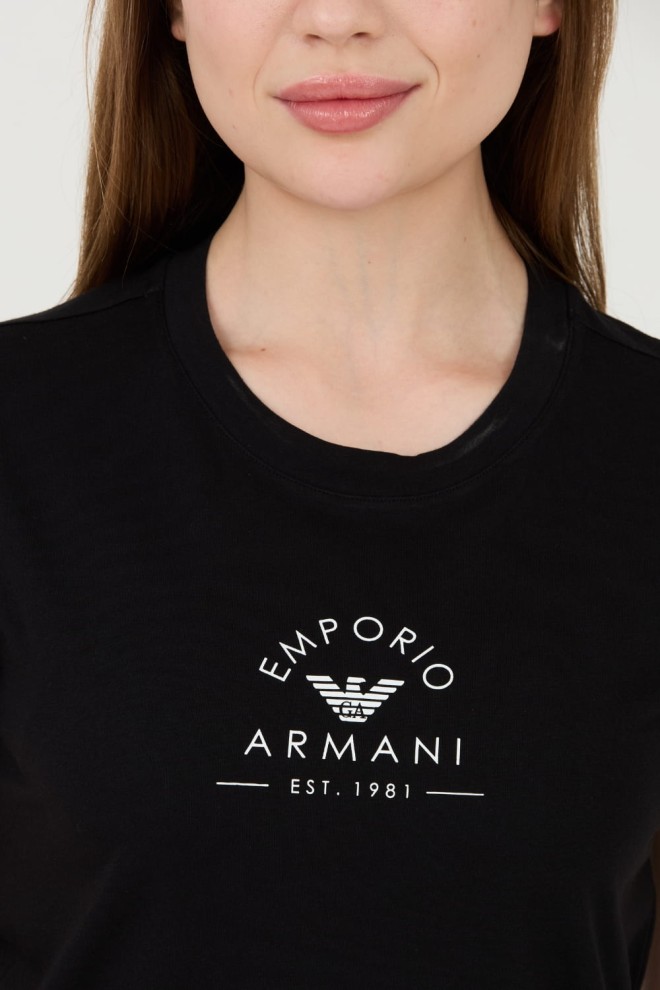 EMPORIO ARMANI Tricou negru pentru femei Uni Logo Printe