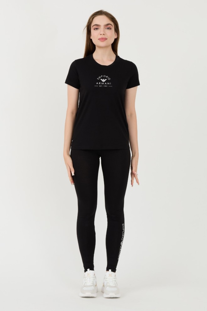 EMPORIO ARMANI Tricou negru pentru femei Uni Logo Printe