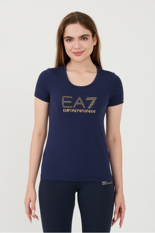 EA7 Granatowy t-shirt z...