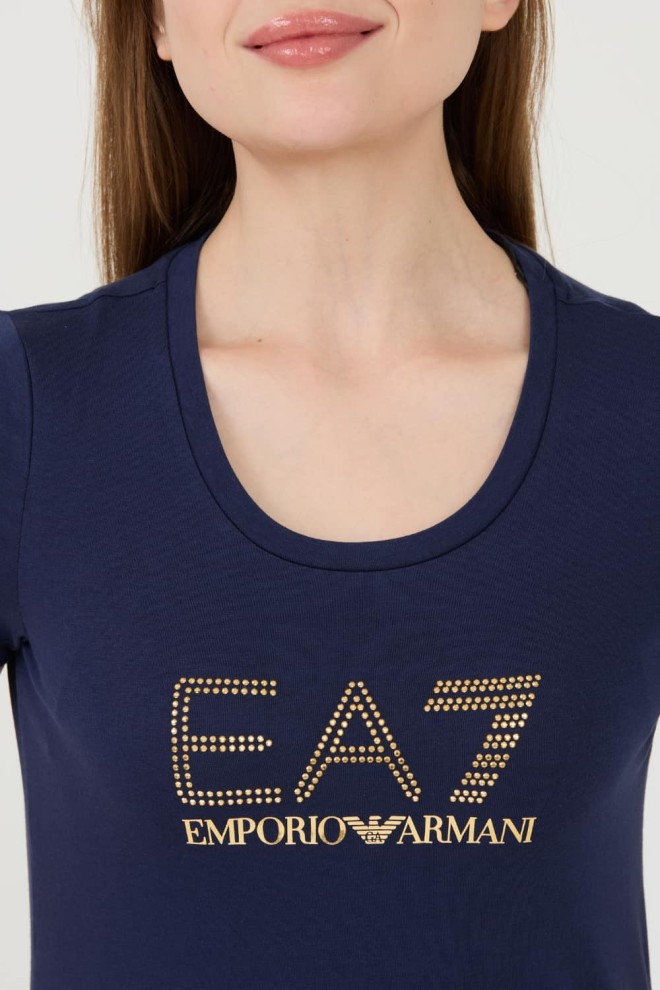 EA7 Navy blue t-shirt with zircons