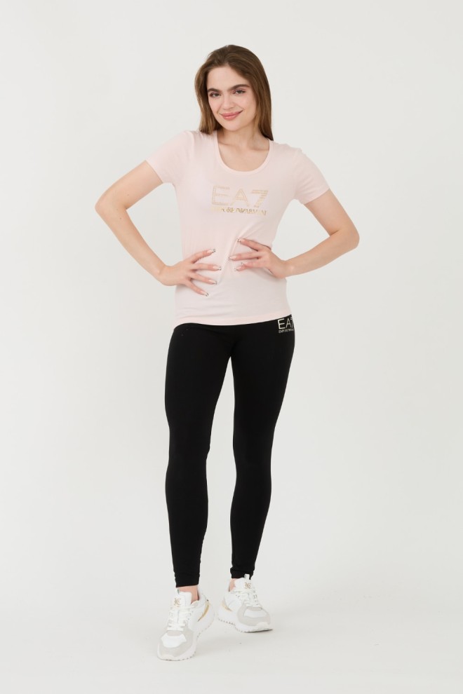 EA7 Tricou roz pentru femei cu zirconii