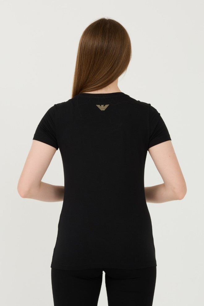 EA7 Black t-shirt with zircons