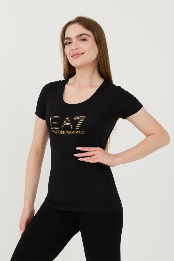 EA7 Black t-shirt with zircons