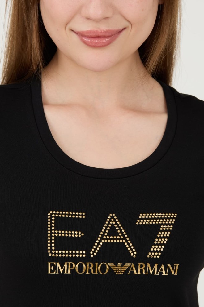 EA7 Black t-shirt with zircons