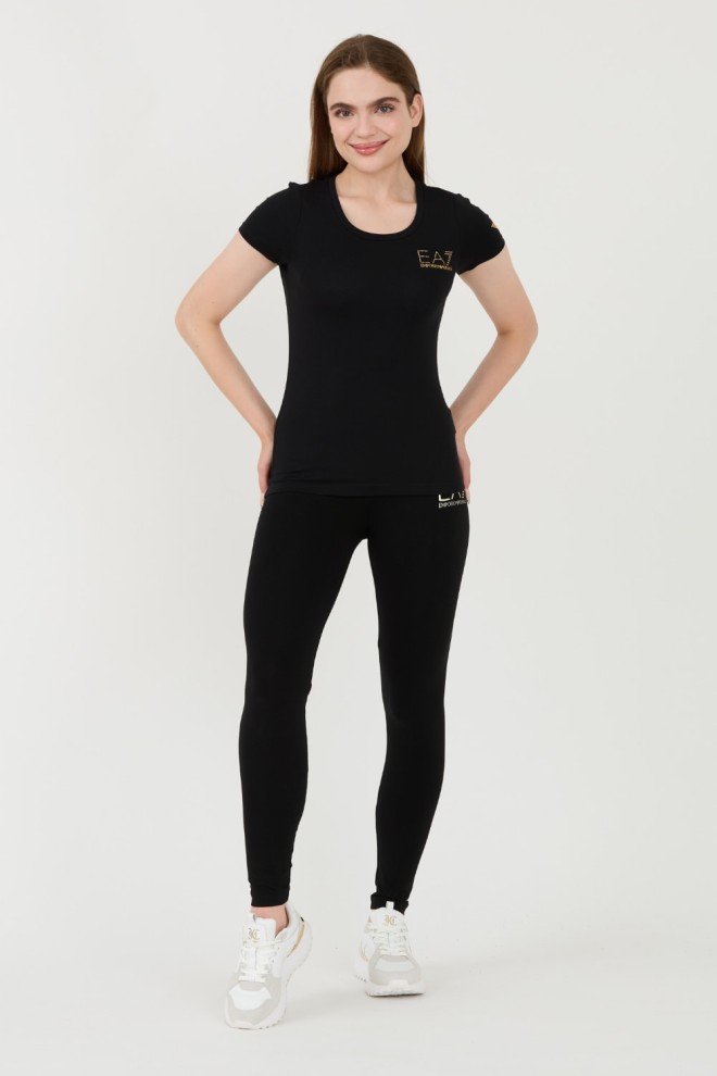 EA7 Black leggings with small logo