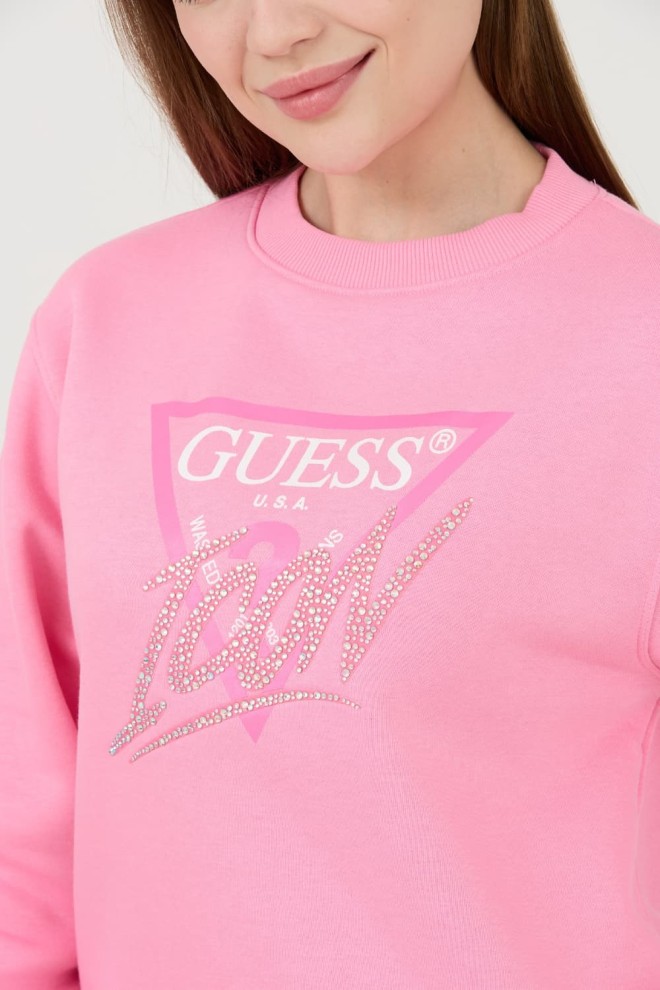 Hanorac pentru femei GUESS Pink Icon