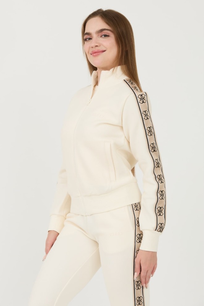 Hanorac cu fermoar complet GUESS Britney bej pentru femei