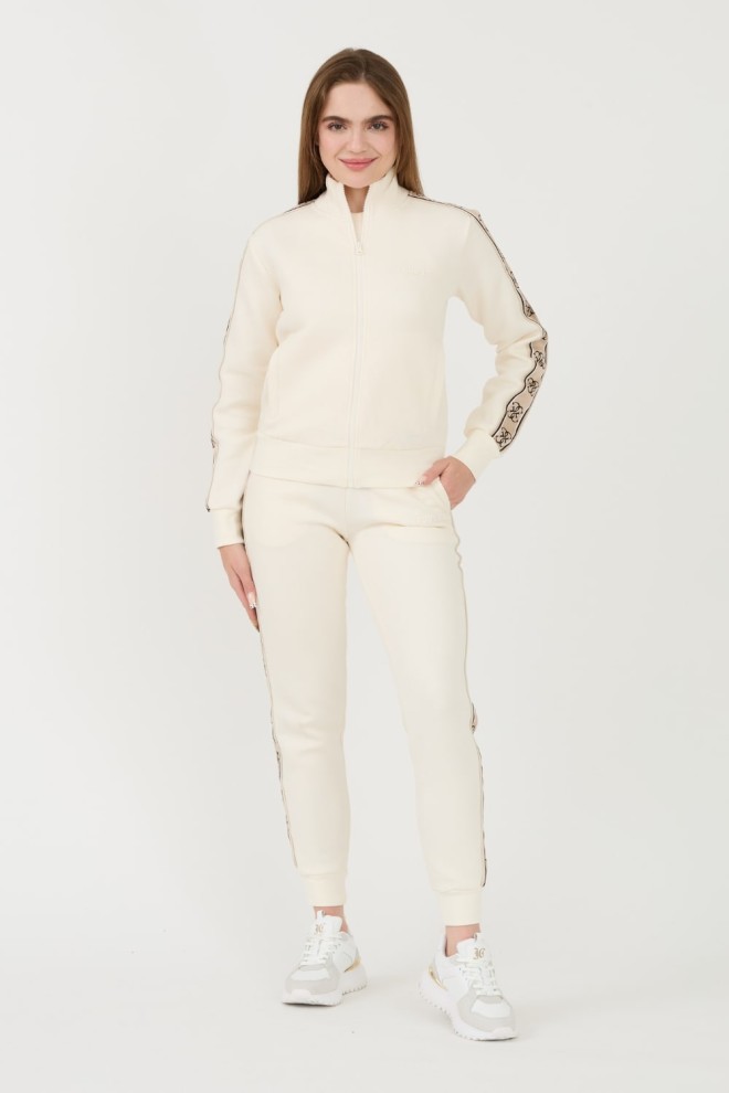 Hanorac cu fermoar complet GUESS Britney bej pentru femei